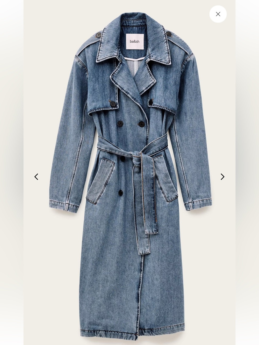 Ba&sh Tresca long denim trench coat duster  in light used blue size small